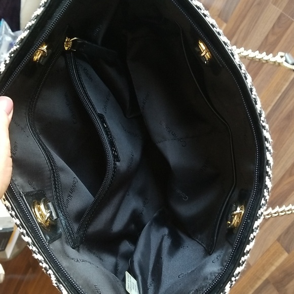 Calvin Klein black and gold, chain handbag. - Picture 2 of 4